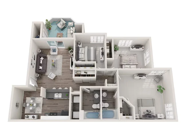3 Beds • 2 Bath 1060 floor plan